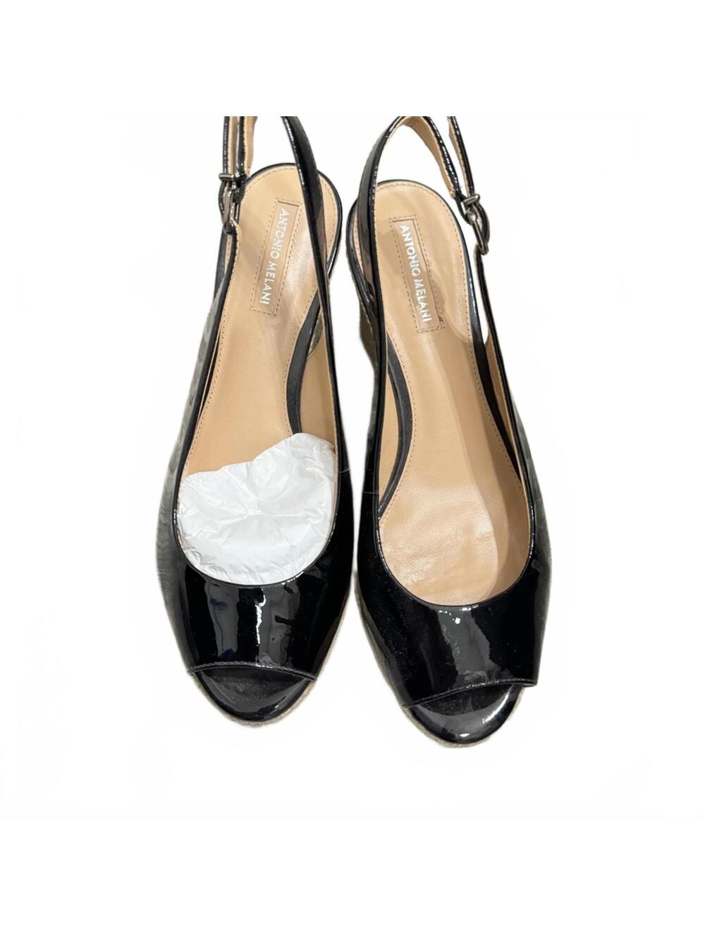 NWOT Antonio Melani Black Paydon Slingback Espadrille Wedge Sandals- Size 8 - Picture 2 of 4